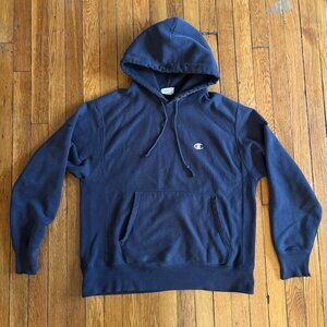 vintage: Champion Reverse Weave Men's Navy and Blue Hoodie